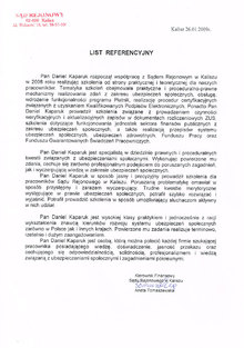 List referencyjny Sądu Rejonowego w Kaliszu